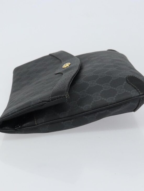 GUCCI GG Supreme Clutch Bag PVC Leather Black Gold 89 02 075 Auth 159284 - Picture 4 of 16